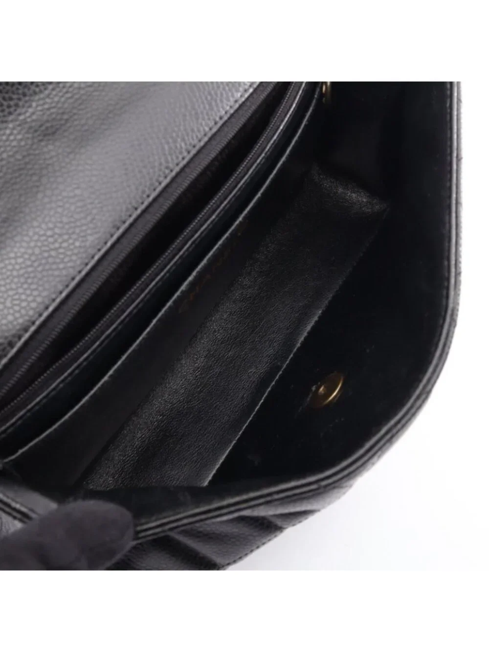Chanel Shoulder Bag Quilted Single Flap Plastic Chain Black Caviar